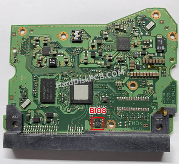 BIOSチップを交換する手順006-0A90531ウエスタンデジタル(WD)製HDDの基板PCB