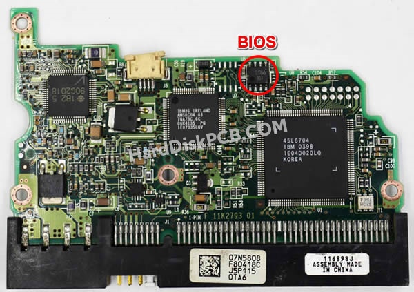 BIOSチップを交換する手順07N5808日立(HITACHI)製HDDの基板PCB
