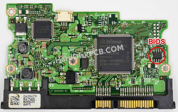 BIOSチップを交換する手順0A29481日立(HITACHI)製HDDの基板PCB