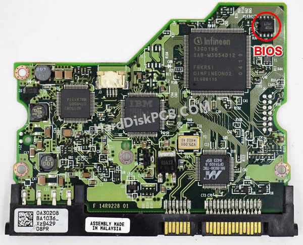 BIOSチップを交換する手順0A30208日立(HITACHI)製HDDの基板PCB