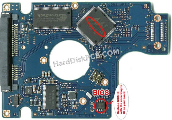 BIOSチップを交換する手順0J14457日立(HITACHI)製HDDの基板PCB