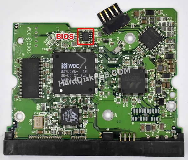 BIOSチップを交換する手順2060-001267-001ウエスタンデジタル(WD)製HDDの基板PCB