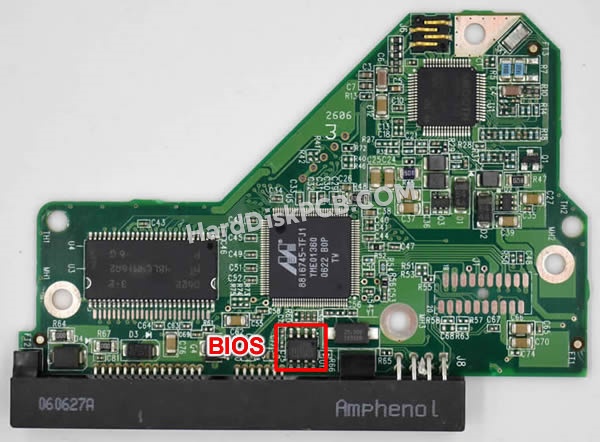 BIOSチップを交換する手順2060-701444-002ウエスタンデジタル(WD)製HDDの基板PCB