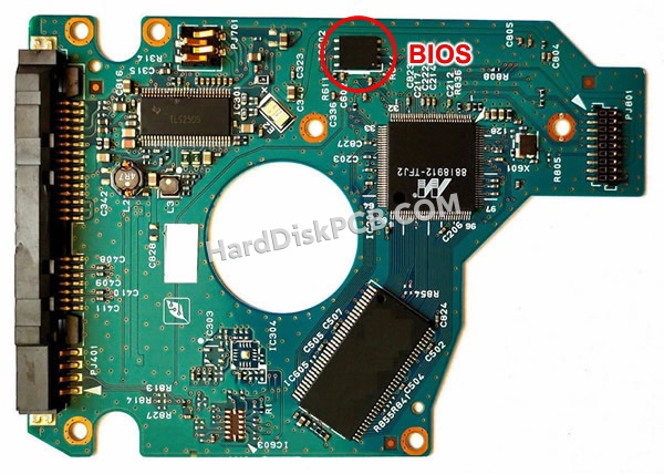 BIOSチップを交換する手順G002587-0A東芝(TOSHIBA)製HDDの基板PCB