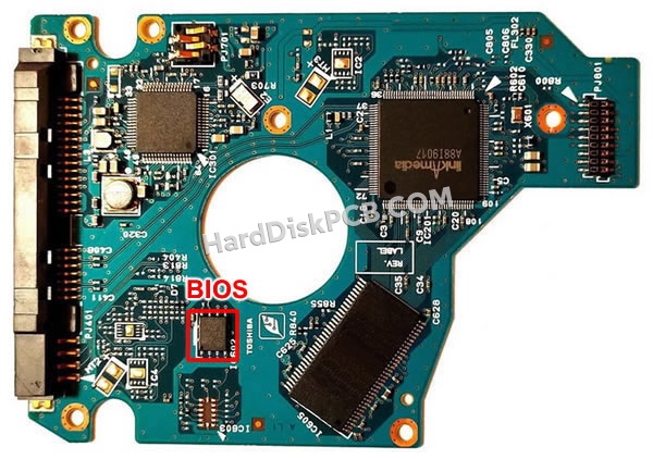 BIOSチップを交換する手順G002822A東芝(TOSHIBA)製HDDの基板PCB