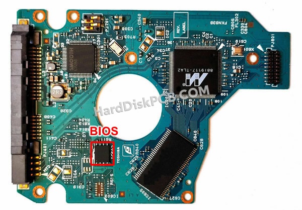 BIOSチップを交換する手順G002872A東芝(TOSHIBA)製HDDの基板PCB