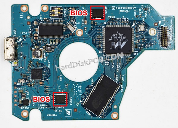 BIOSチップを交換する手順G003054A東芝(TOSHIBA)製HDDの基板PCB