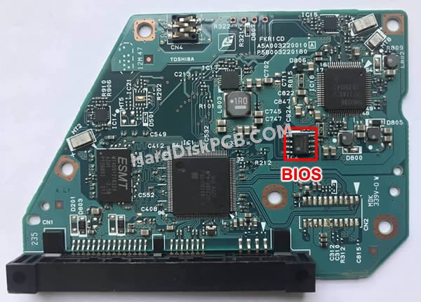 BIOSチップを交換する手順G003220A東芝(TOSHIBA)製HDDの基板PCB