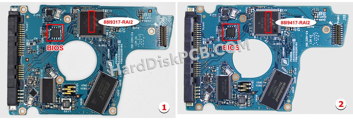 BIOSチップを交換する手順G003235C東芝(TOSHIBA)製HDDの基板PCB