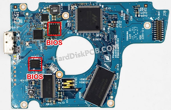 BIOSチップを交換する手順G003250A東芝(TOSHIBA)製HDDの基板PCB