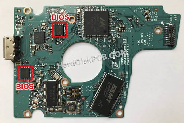 BIOSチップを交換する手順G3448A東芝(TOSHIBA)製HDDの基板PCB