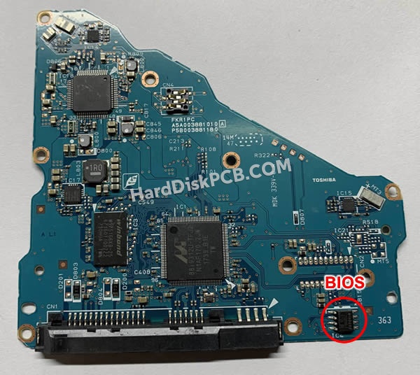 BIOSチップを交換する手順G3881A東芝(TOSHIBA)製HDDの基板PCB