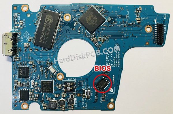 BIOSチップを交換する手順G3959A東芝(TOSHIBA)製HDDの基板PCB