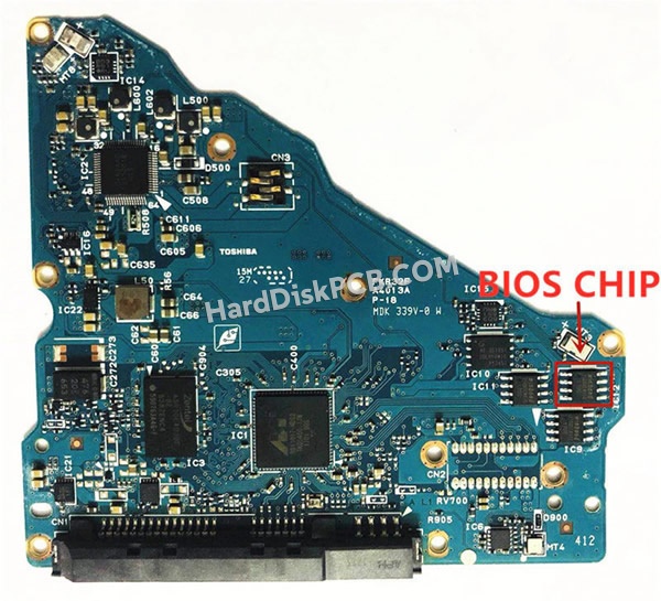 BIOSチップを交換する手順G4013A東芝(TOSHIBA)製HDDの基板PCB