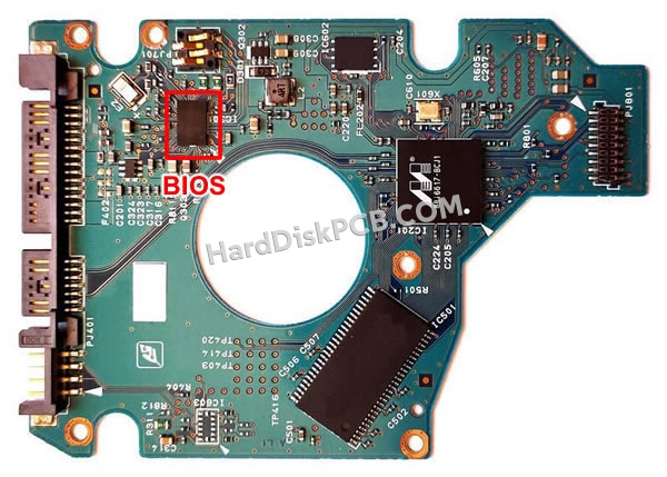 BIOSチップを交換する手順G5B001851000-A東芝(TOSHIBA)製HDDの基板PCB